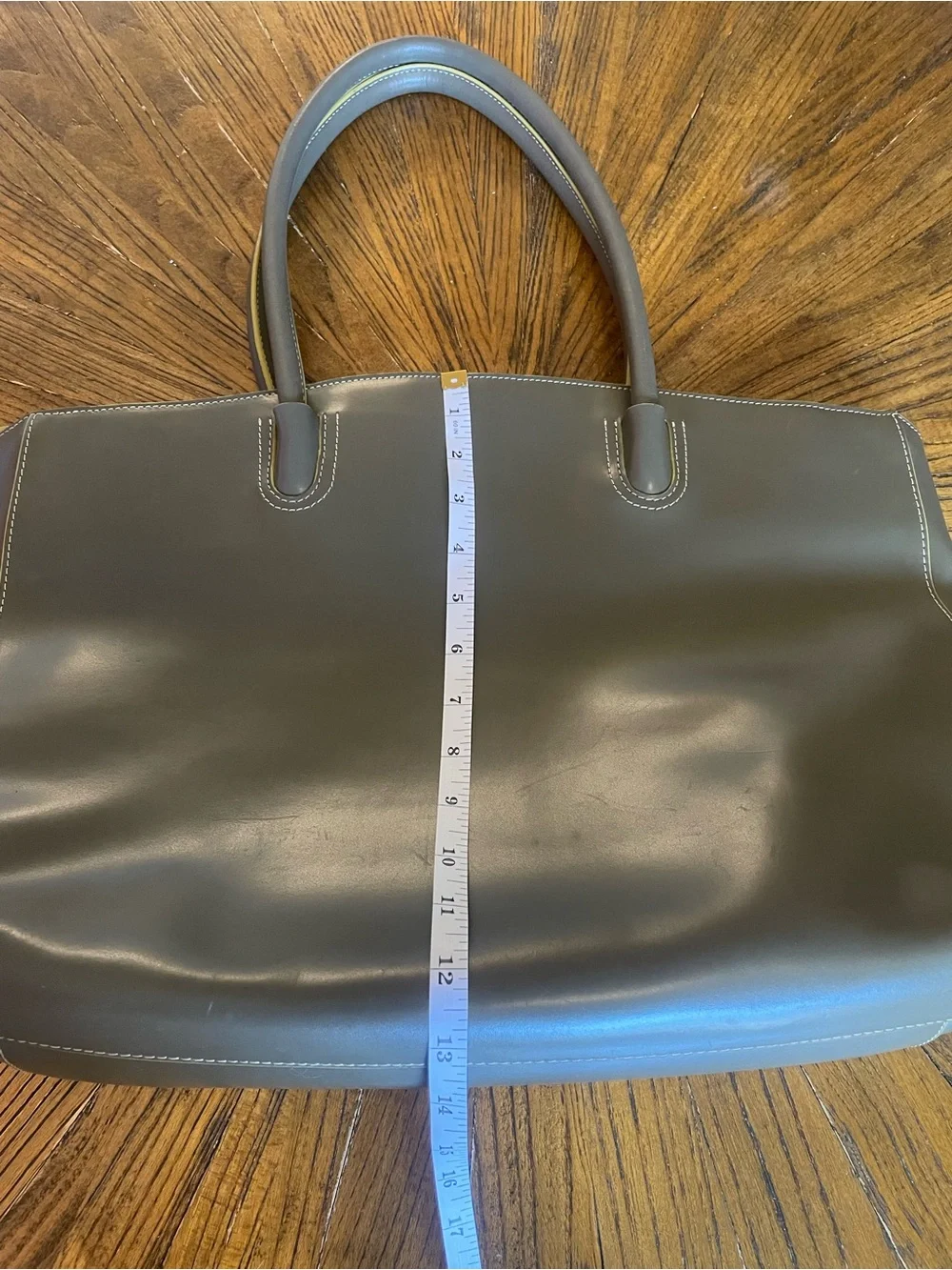 Lodis Olive Gray Leather Audrey Milano Tote with Rolled Handles